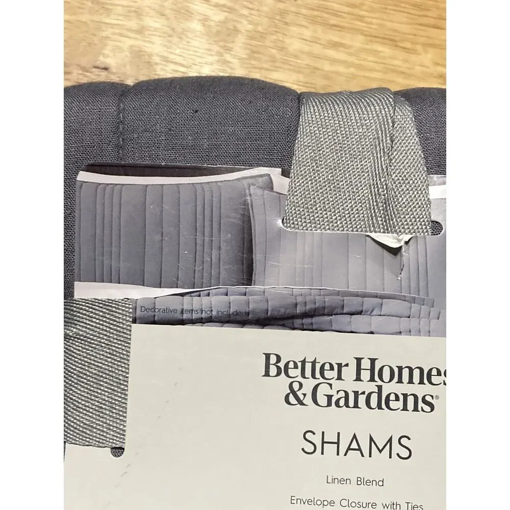 Better Homes & Garden Grey 2 CT Quilted Pillow Shams Standard 20‎ in X 26 in